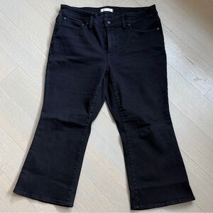 Madewell Kick Out Crop Mid-Rise Black Flare Jeans